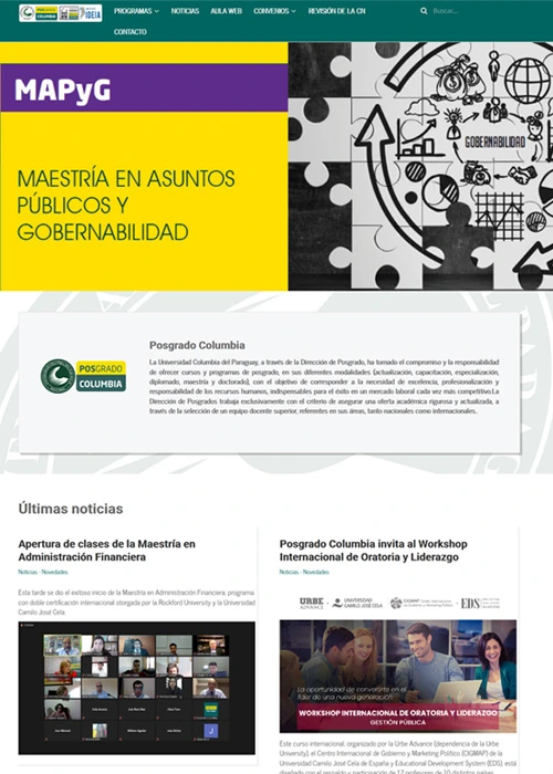 Diseño de sitio web Universidad Columbia